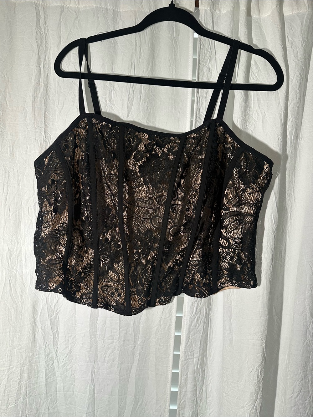 torrid Black Lace Crop Top with Nude Lining